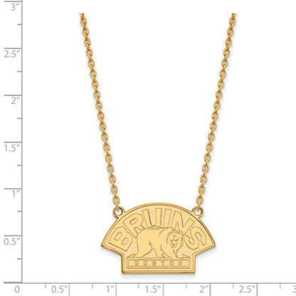 10K Yellow Gold Nhl Logoart Boston Bruins Large Pendant 18 Inch Necklace