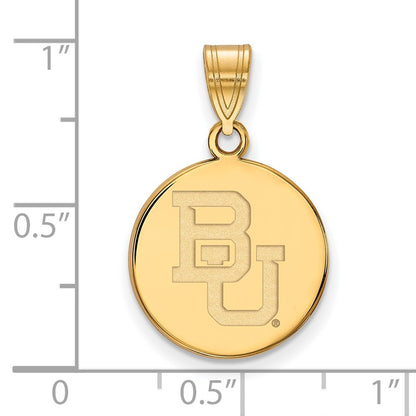 Gold Plated Sterling Silver Logoart Baylor University Bears Medium Disc Pendant