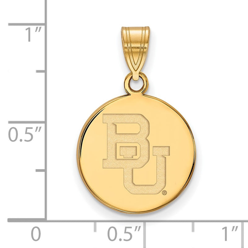Gold Plated Sterling Silver Logoart Baylor University Bears Medium Disc Pendant