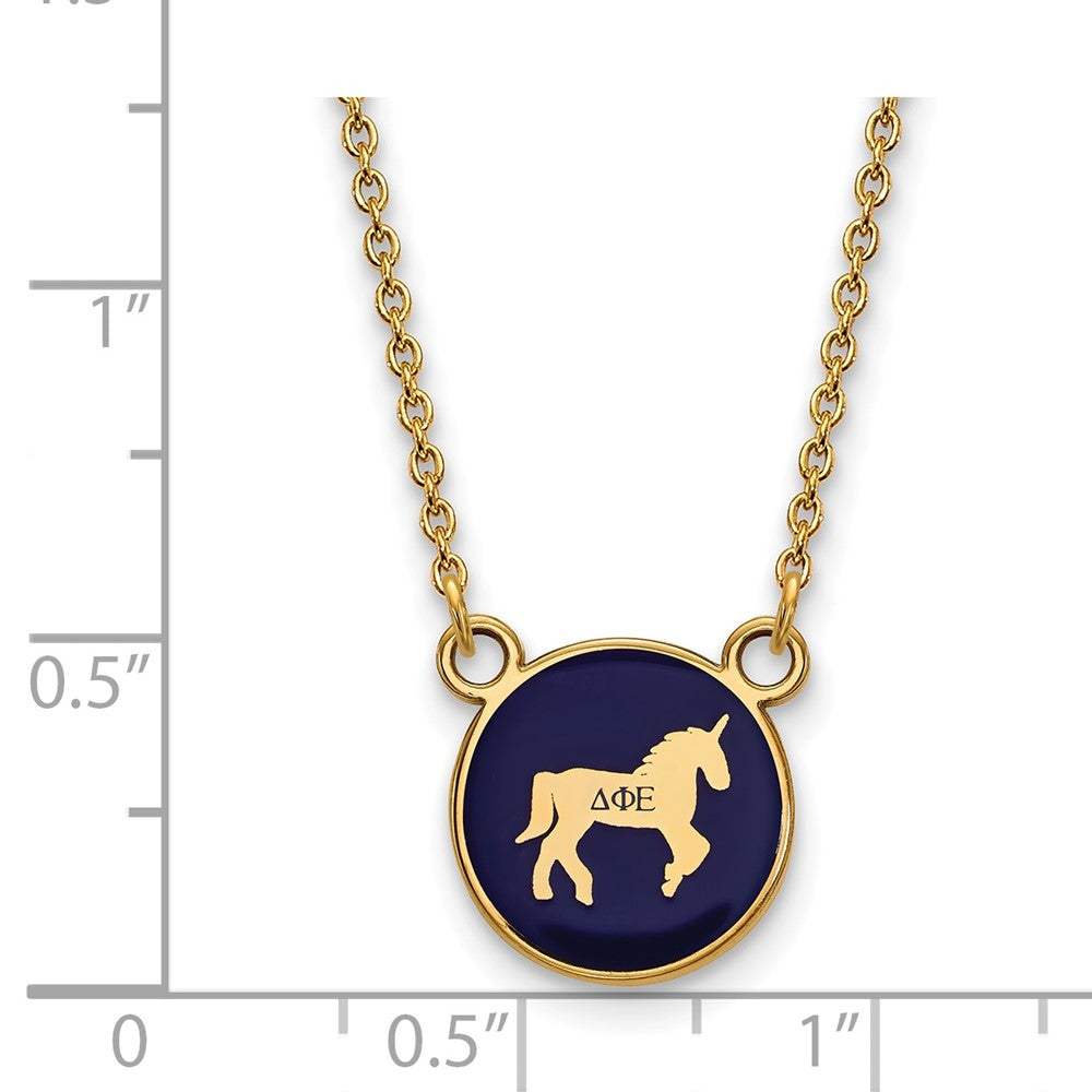 Gold Plated Sterling Silver Logoart Delta Phi Epsilon Sorority Symbol Small Color Enamel Pendant 18 Inch Necklace