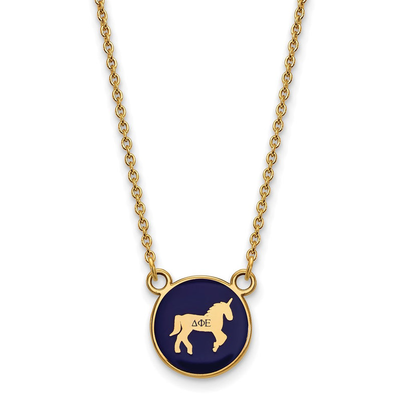 Gold Plated Sterling Silver Logoart Delta Phi Epsilon Sorority Symbol Small Color Enamel Pendant 18 Inch Necklace