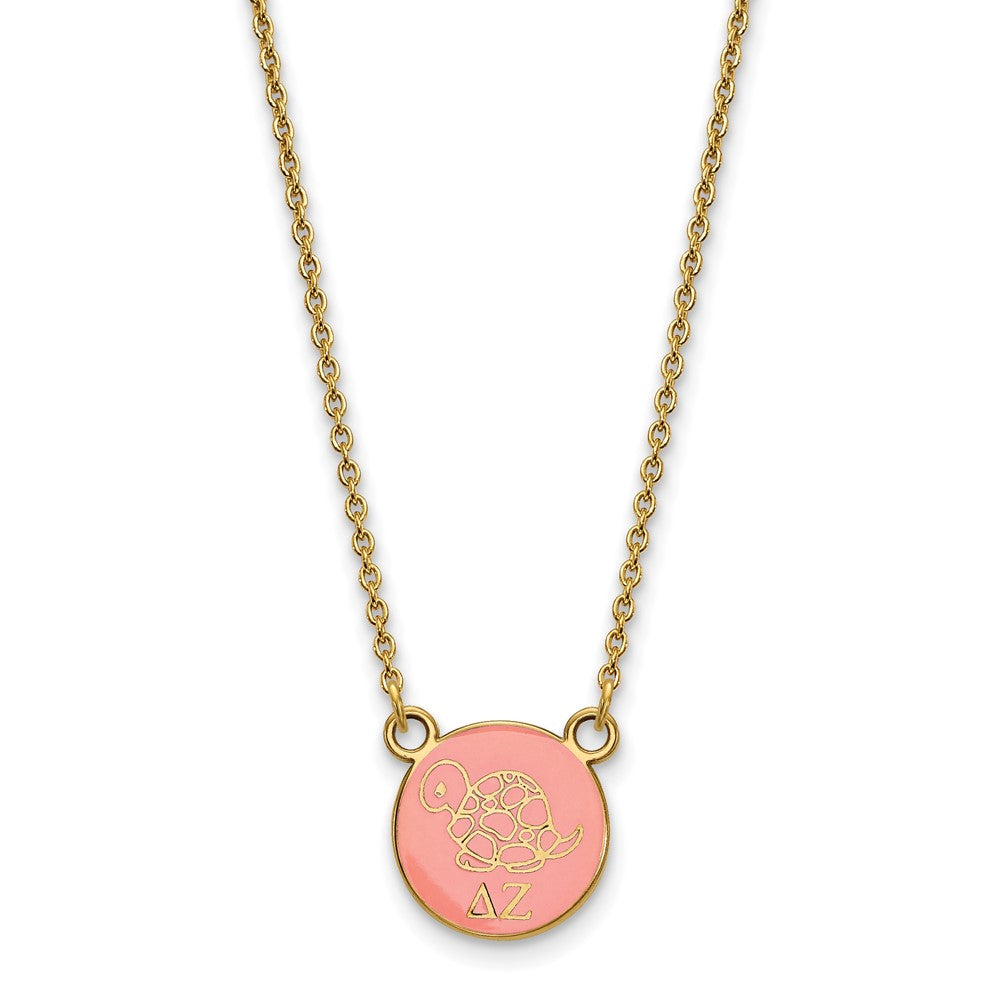 Gold Plated Sterling Silver Logoart Delta Zeta Sorority Symbol Small Color Enamel Pendant 18 Inch Necklace