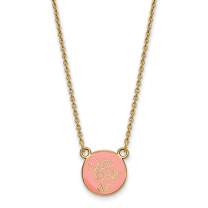 Gold Plated Sterling Silver Logoart Delta Zeta Sorority Symbol Small Color Enamel Pendant 18 Inch Necklace