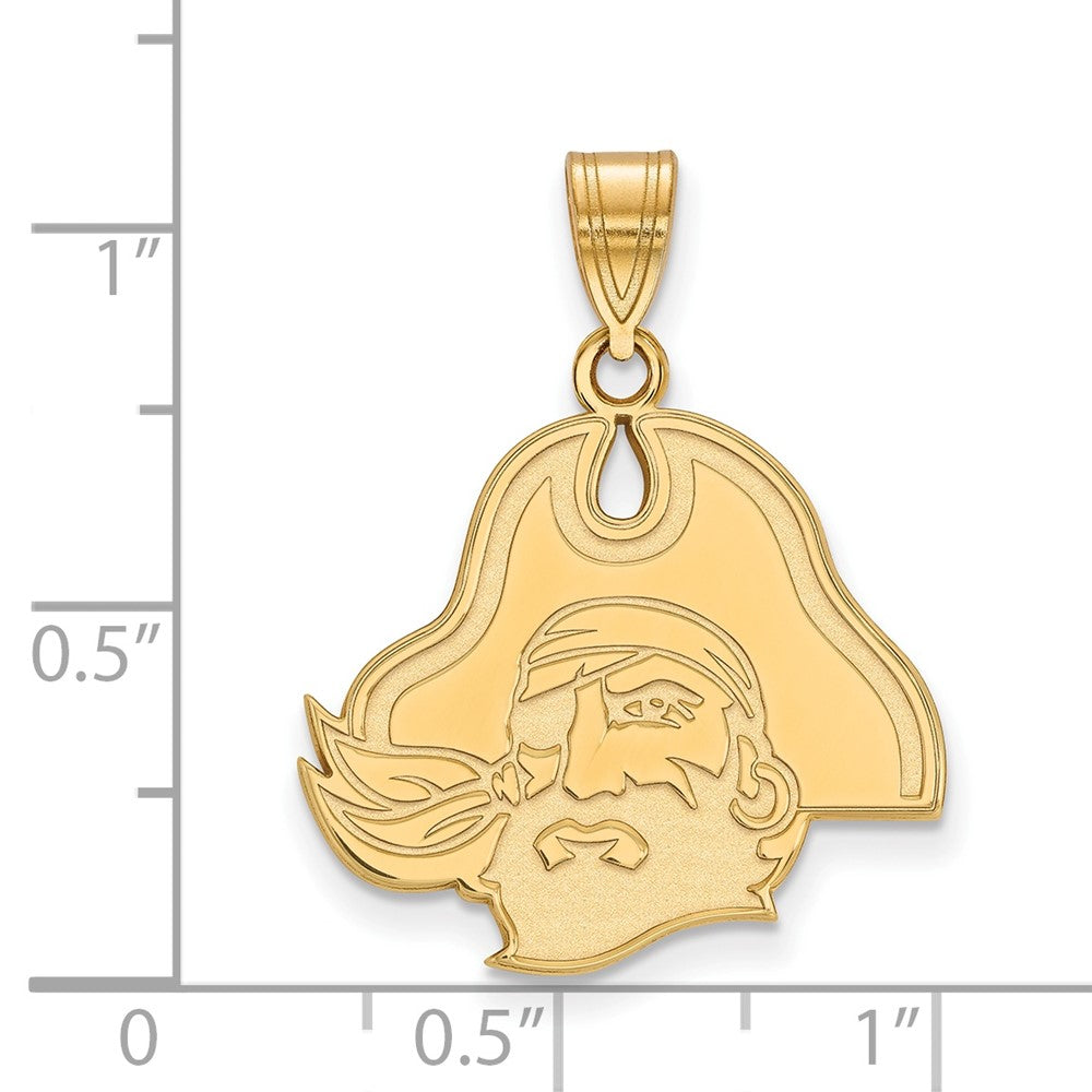 14K Yellow Gold Logoart East Carolina University Pirate Large Pendant