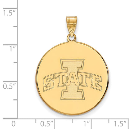 14K Yellow Gold Logoart Iowa State University Extra Large Disc Pendant