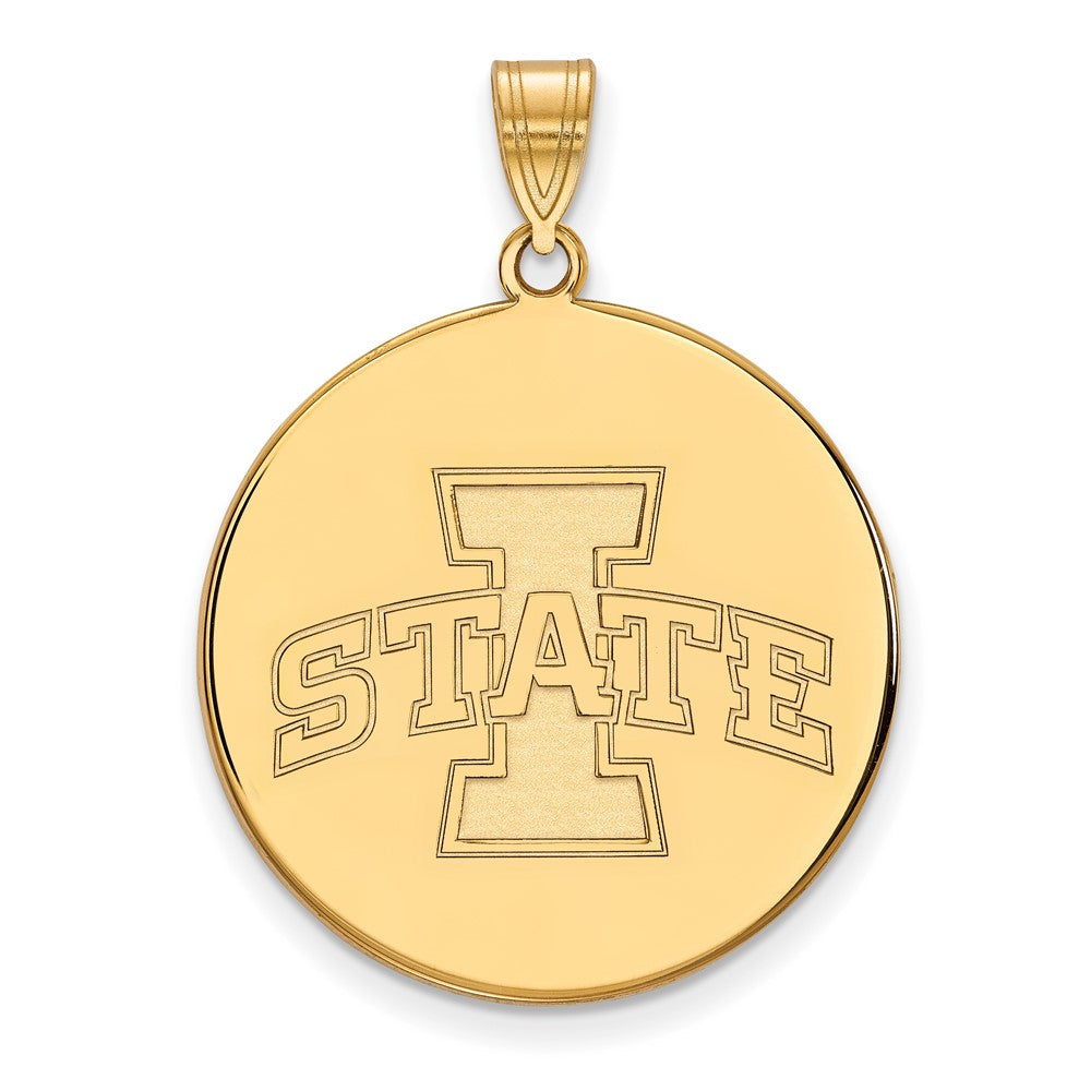 Gold Plated Sterling Silver Logoart Iowa State University Extra Large Disc Pendant