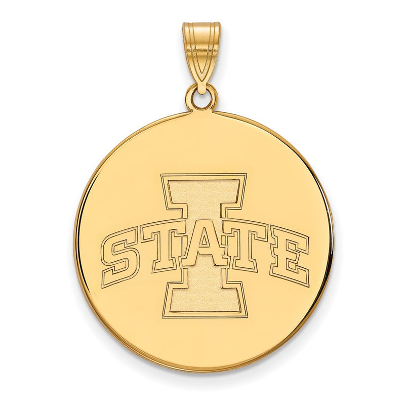 Gold Plated Sterling Silver Logoart Iowa State University Extra Large Disc Pendant