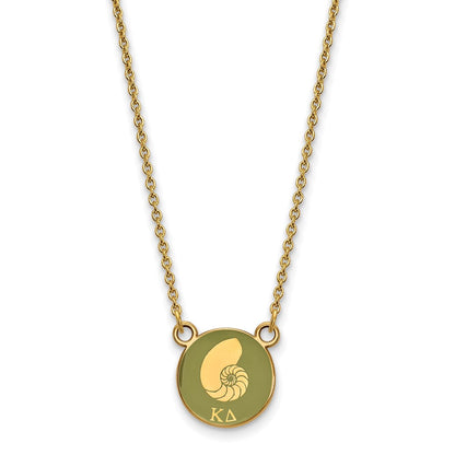 Gold Plated Sterling Silver Logoart Kappa Delta Sorority Symbol Small Color Enamel Pendant 18 Inch Necklace