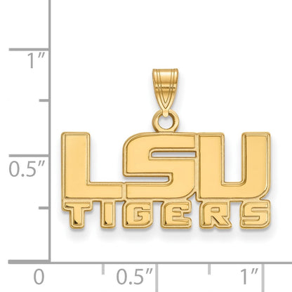 14K Yellow Gold Logoart Louisiana State University L S U Tigers Small Pendant