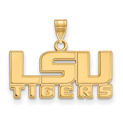 14K Yellow Gold Logoart Louisiana State University L S U Tigers Small Pendant