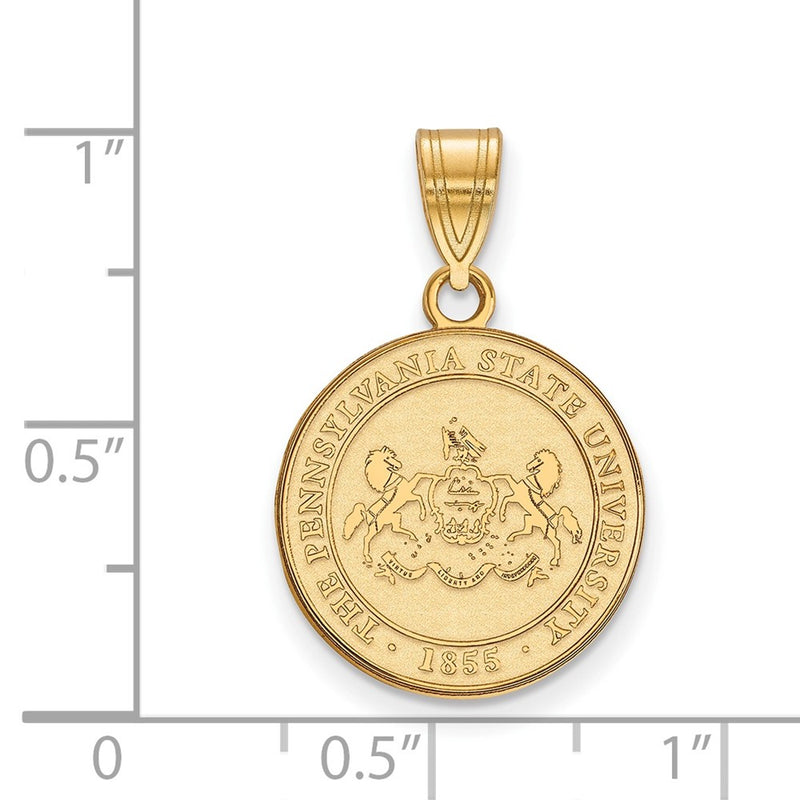 Gold Plated Sterling Silver Logoart Penn State University Medium Crest Pendant
