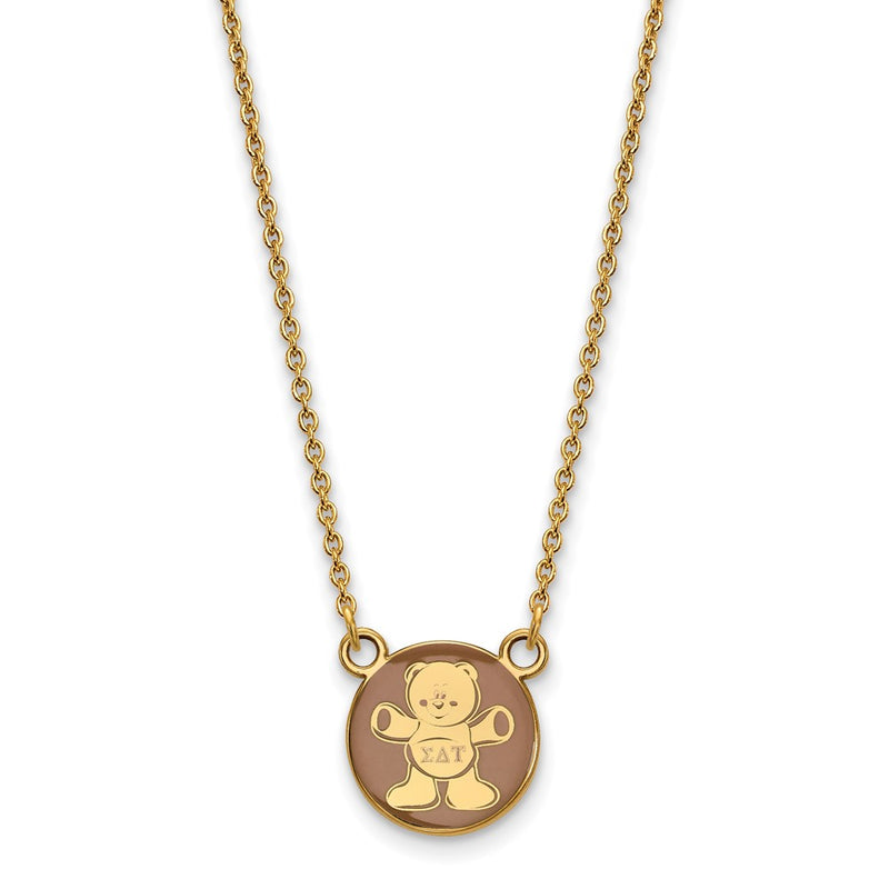 Gold Plated Sterling Silver Logoart Sigma Delta Tau Sorority Symbol Small Color Enamel Pendant 18 Inch Necklace