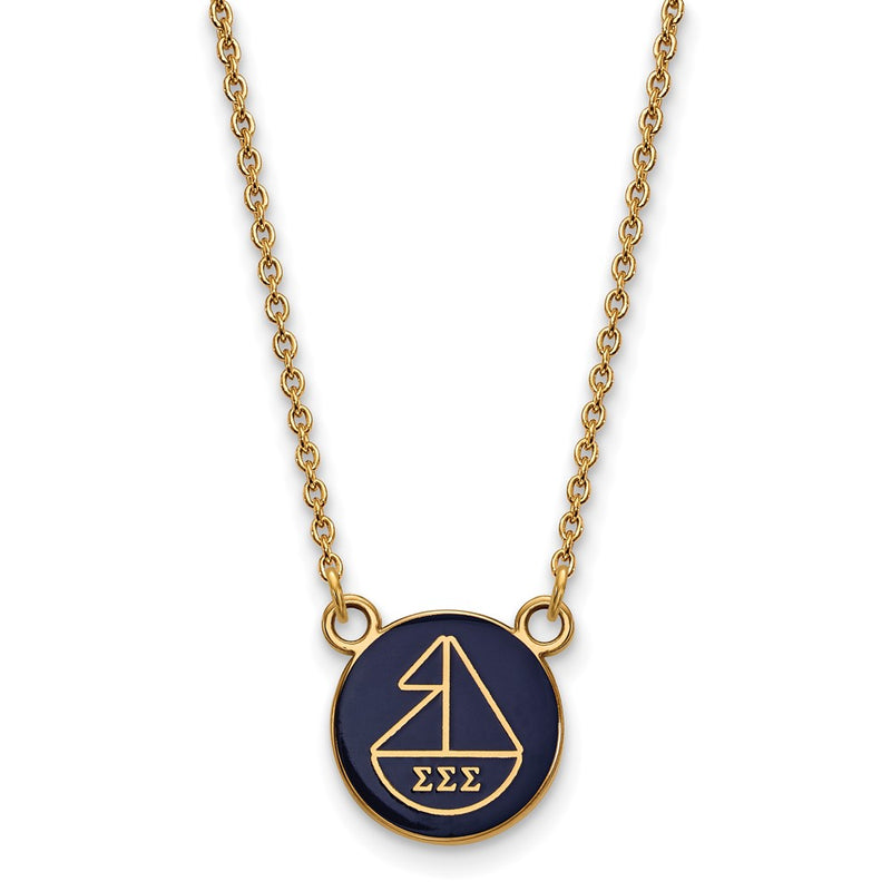 Gold Plated Sterling Silver Logoart Sigma Sorority Symbol Small Color Enamel Pendant 18 Inch Necklace