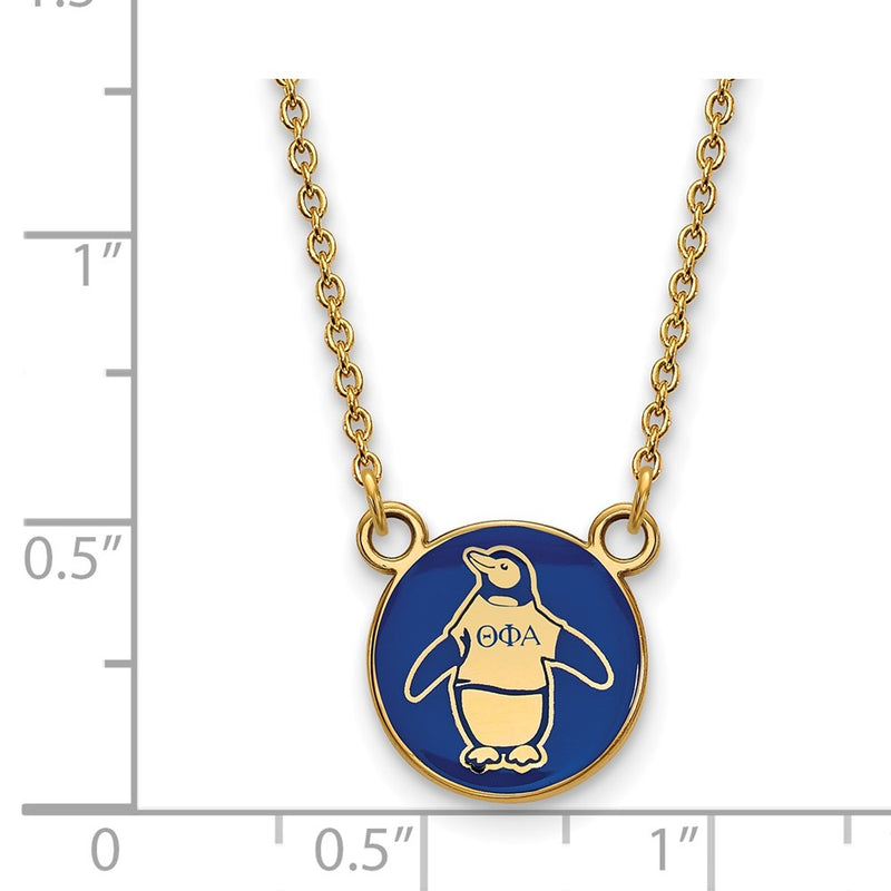 Gold Plated Sterling Silver Logoart Theta Phi Alpha Sorority Symbol Small Color Enamel Pendant 18 Inch Necklace
