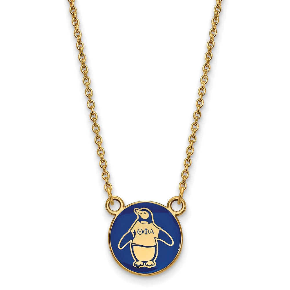 Gold Plated Sterling Silver Logoart Theta Phi Alpha Sorority Symbol Small Color Enamel Pendant 18 Inch Necklace