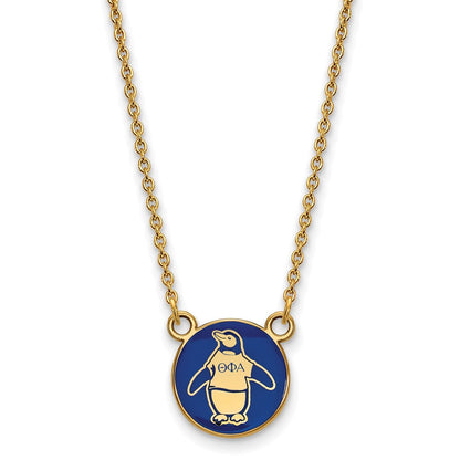 Gold Plated Sterling Silver Logoart Theta Phi Alpha Sorority Symbol Small Color Enamel Pendant 18 Inch Necklace