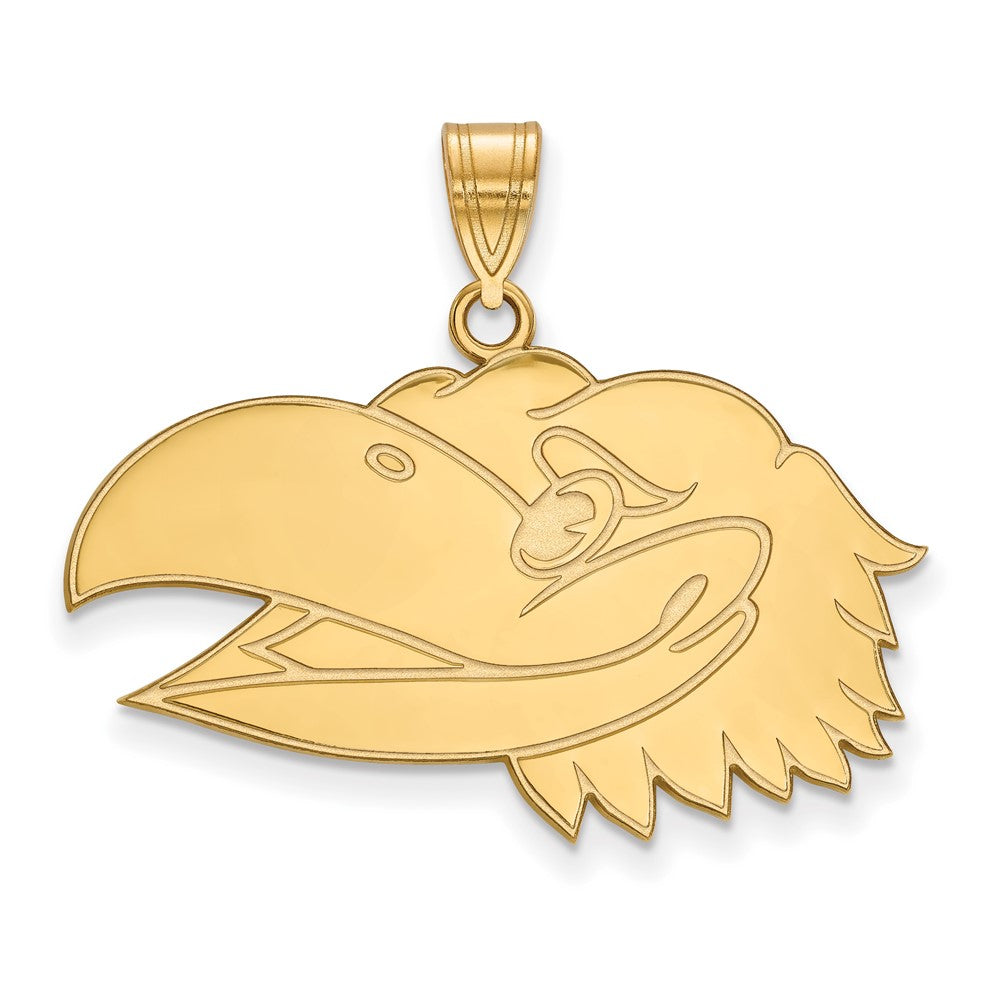 Gold Plated Sterling Silver Logoart University Of Kansas Jayhawk Large Pendant