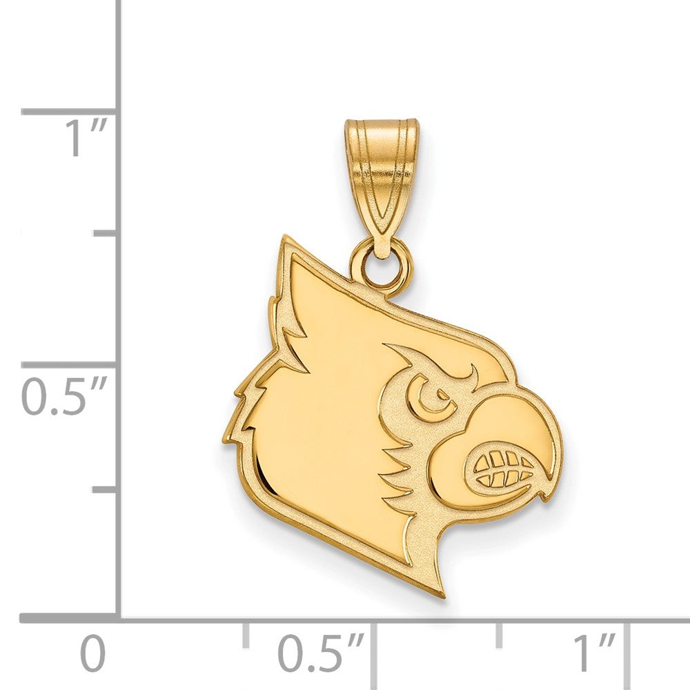 Gold Plated Sterling Silver Logoart University Of Louisville Cardinal Large Pendant