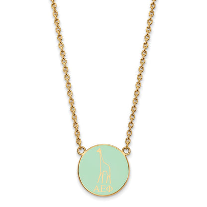 Gold Plated Sterling Silver Logoart Alpha Epsilon Phi Sorority Symbol Small Color Enamel Pendant 18 Inch Necklace