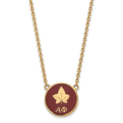 Gold Plated Sterling Silver Logoart Alpha Phi Sorority Symbol Large Color Enamel Pendant 18 Inch Necklace
