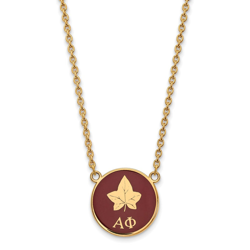 Gold Plated Sterling Silver Logoart Alpha Phi Sorority Symbol Large Color Enamel Pendant 18 Inch Necklace