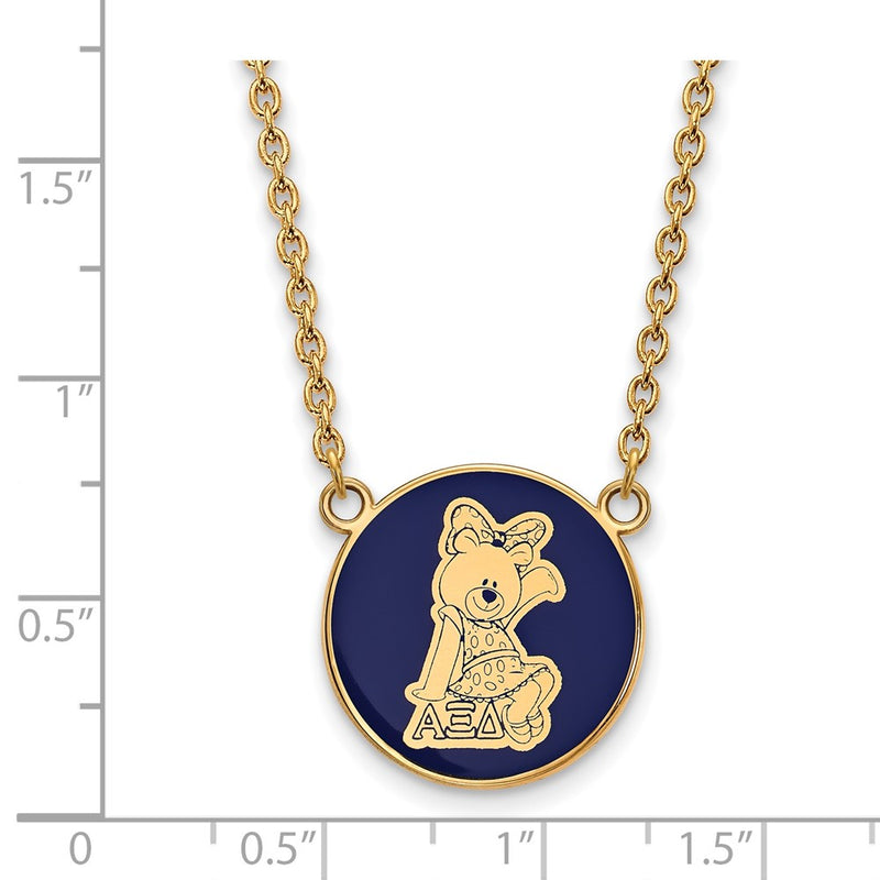 Gold Plated Sterling Silver Logoart Alpha Xi Delta Sorority Symbol Large Color Enamel Pendant 18 Inch Necklace
