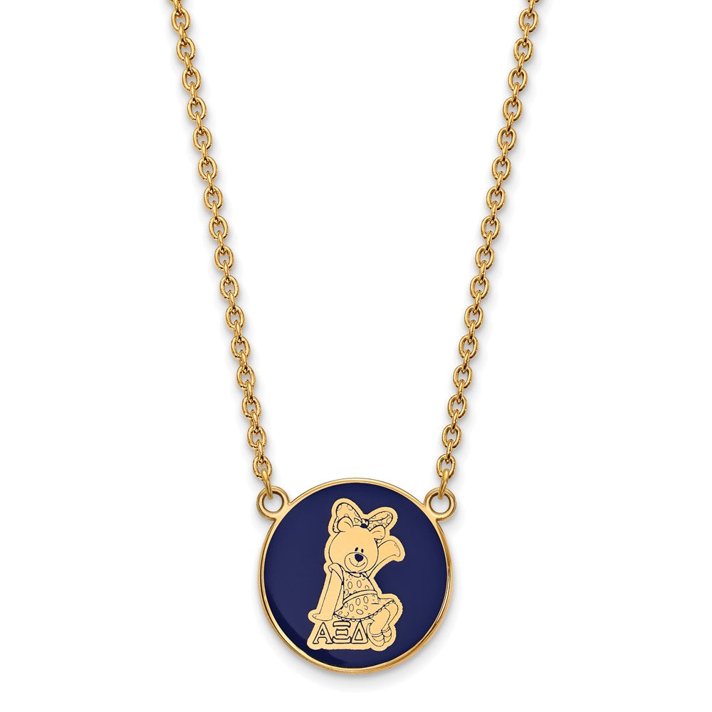 Gold Plated Sterling Silver Logoart Alpha Xi Delta Sorority Symbol Large Color Enamel Pendant 18 Inch Necklace