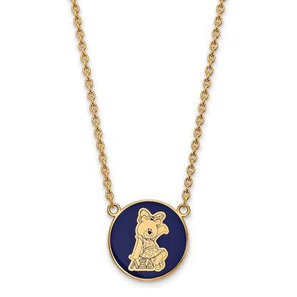 Gold Plated Sterling Silver Logoart Alpha Xi Delta Sorority Symbol Large Color Enamel Pendant 18 Inch Necklace