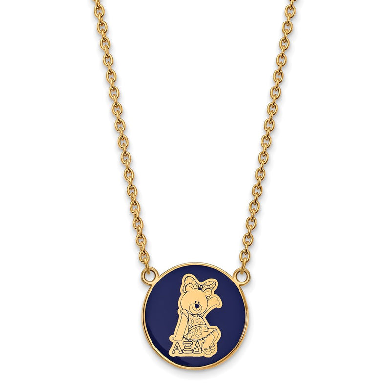 Gold Plated Sterling Silver Logoart Alpha Xi Delta Sorority Symbol Large Color Enamel Pendant 18 Inch Necklace