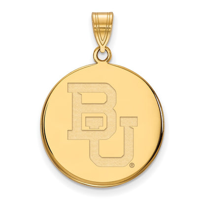 Gold Plated Sterling Silver Logoart Baylor University Bears Large Disc Pendant
