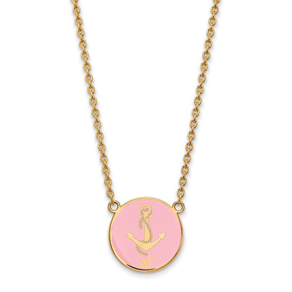 Gold Plated Sterling Silver Logoart Delta Gamma Sorority Symbol Large Color Enamel Pendant 18 Inch Necklace