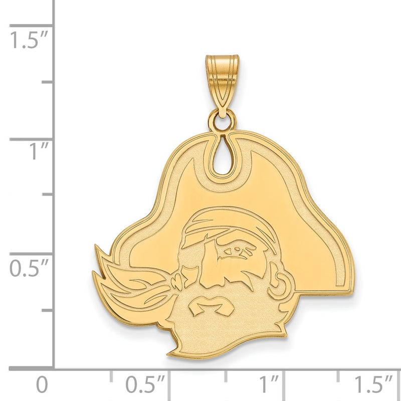 Gold Plated Sterling Silver Logoart East Carolina University Pirate Extra Large Pendant