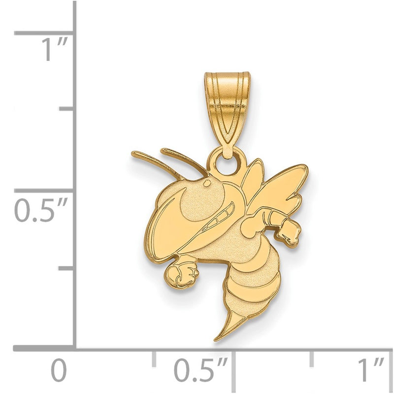 Gold Plated Sterling Silver Logoart Georgia Institute Of Technology Yellow Jacket Medium Pendant