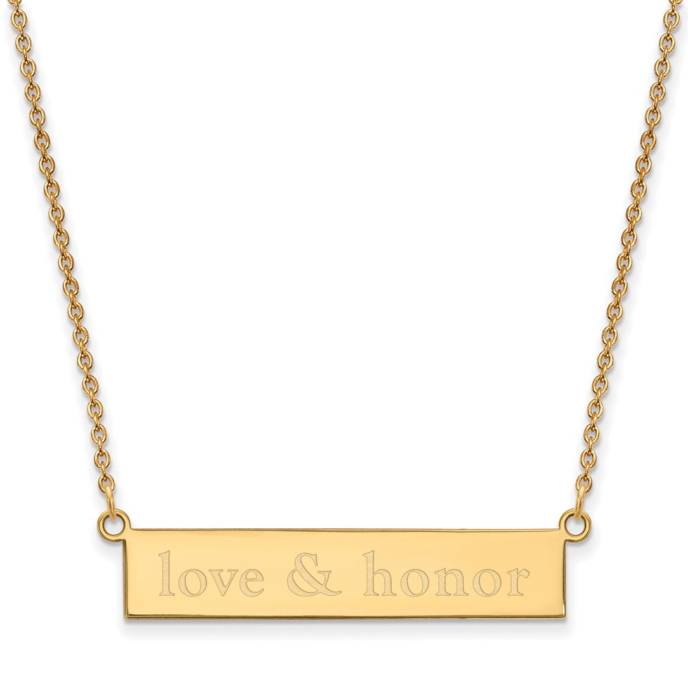 Gold Plated Sterling Silver Logoart Miami University Ohio Small Bar 18 Inch Necklace