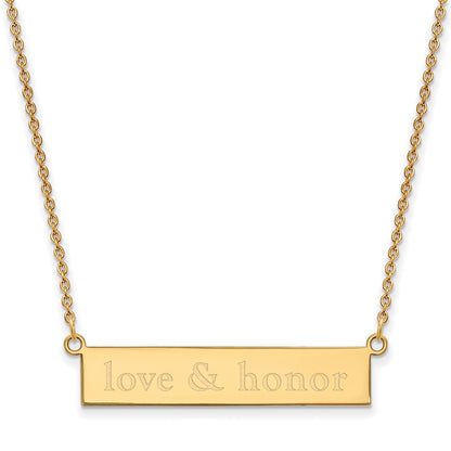 Gold Plated Sterling Silver Logoart Miami University Ohio Small Bar 18 Inch Necklace
