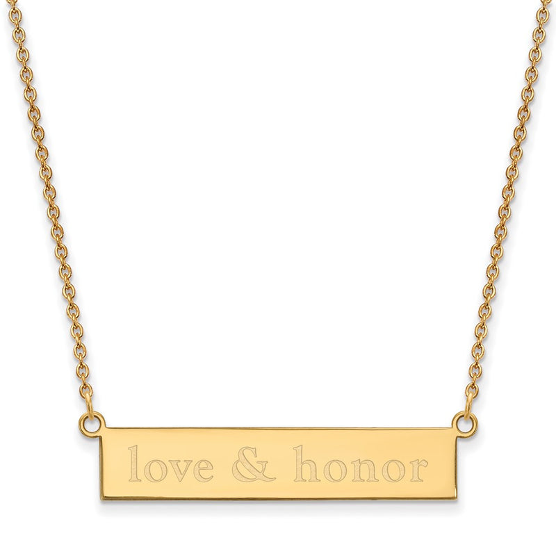 Gold Plated Sterling Silver Logoart Miami University Ohio Small Bar 18 Inch Necklace