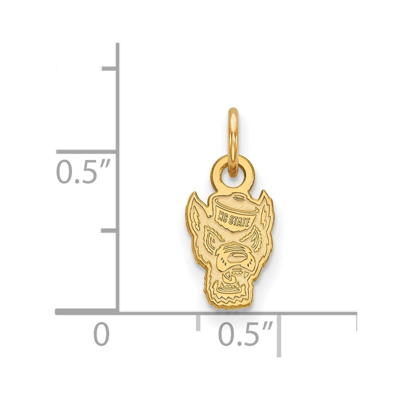 14K Yellow Gold Logoart North Carolina State University Wolf Extra Small Pendant