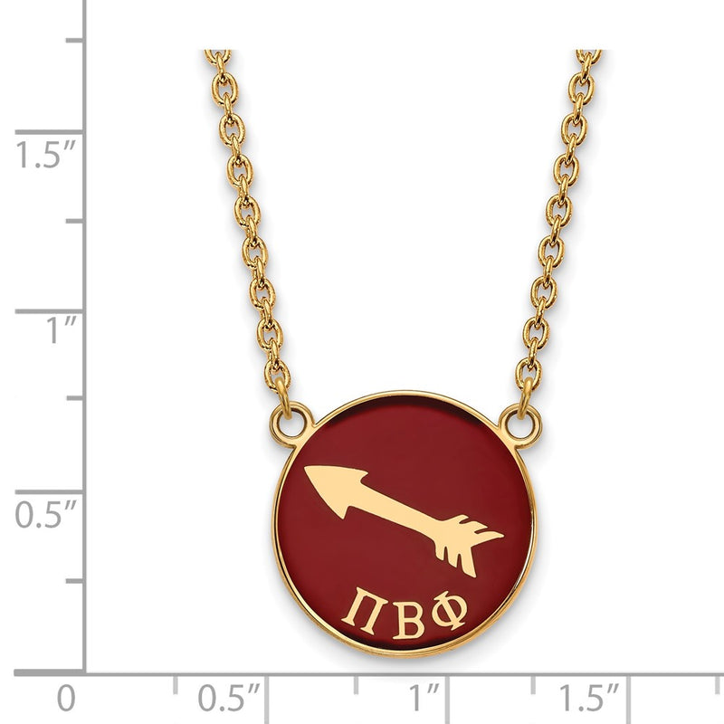 Gold Plated Sterling Silver Logoart Pi Beta Phi Sorority Symbol Large Color Enamel Pendant 18 Inch Necklace