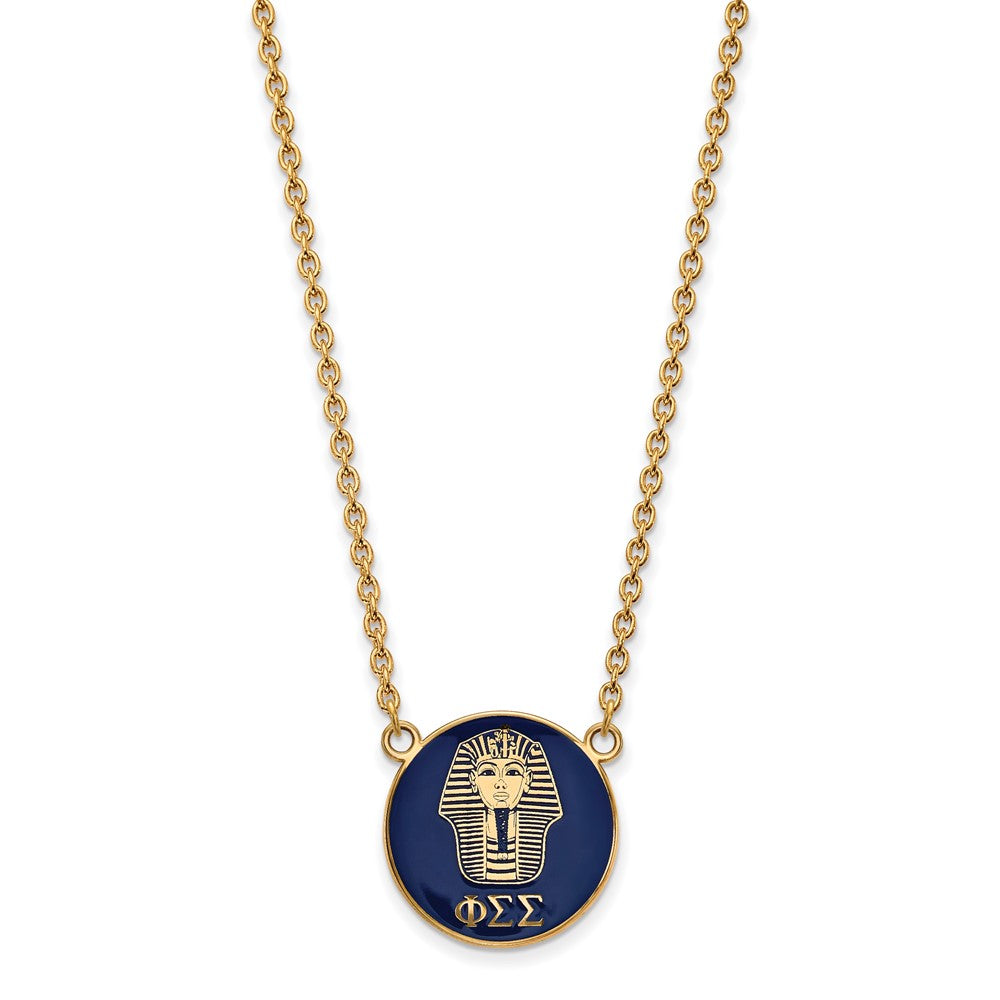 Gold Plated Sterling Silver Logoart Phi Sigma Sorority Symbol Large Color Enamel Pendant 18 Inch Necklace