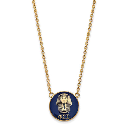 Gold Plated Sterling Silver Logoart Phi Sigma Sorority Symbol Large Color Enamel Pendant 18 Inch Necklace