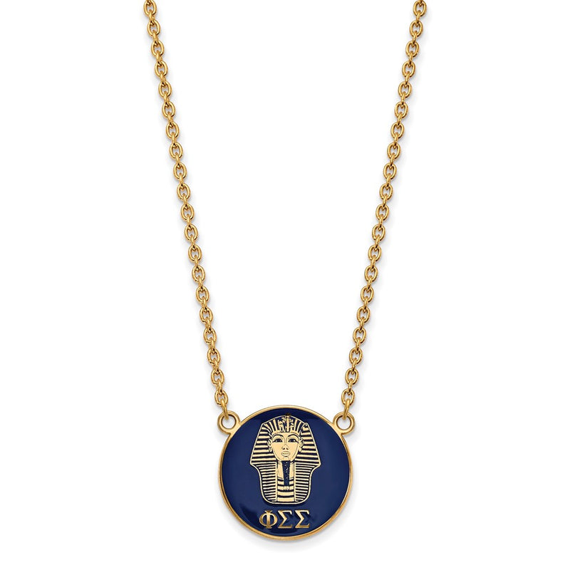 Gold Plated Sterling Silver Logoart Phi Sigma Sorority Symbol Large Color Enamel Pendant 18 Inch Necklace