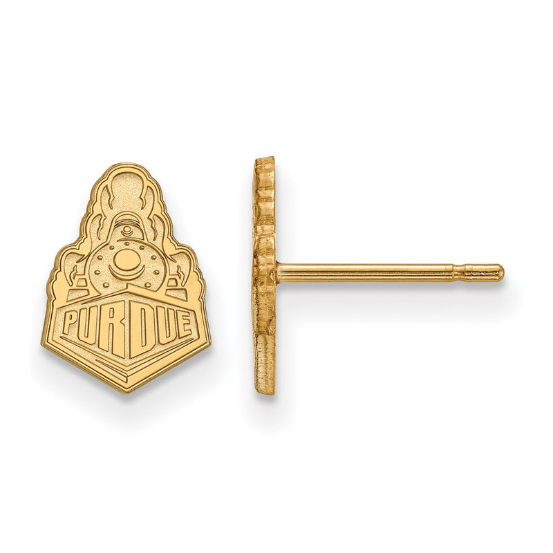 14K Yellow Gold Logoart Purdue University Boilermakers Train Logo Extra Small Post Earrings