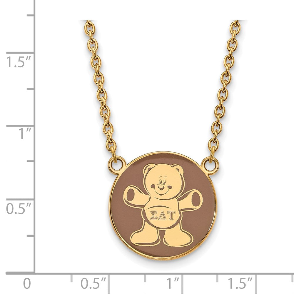 Gold Plated Sterling Silver Logoart Sigma Delta Tau Sorority Symbol Large Color Enamel Pendant 18 Inch Necklace