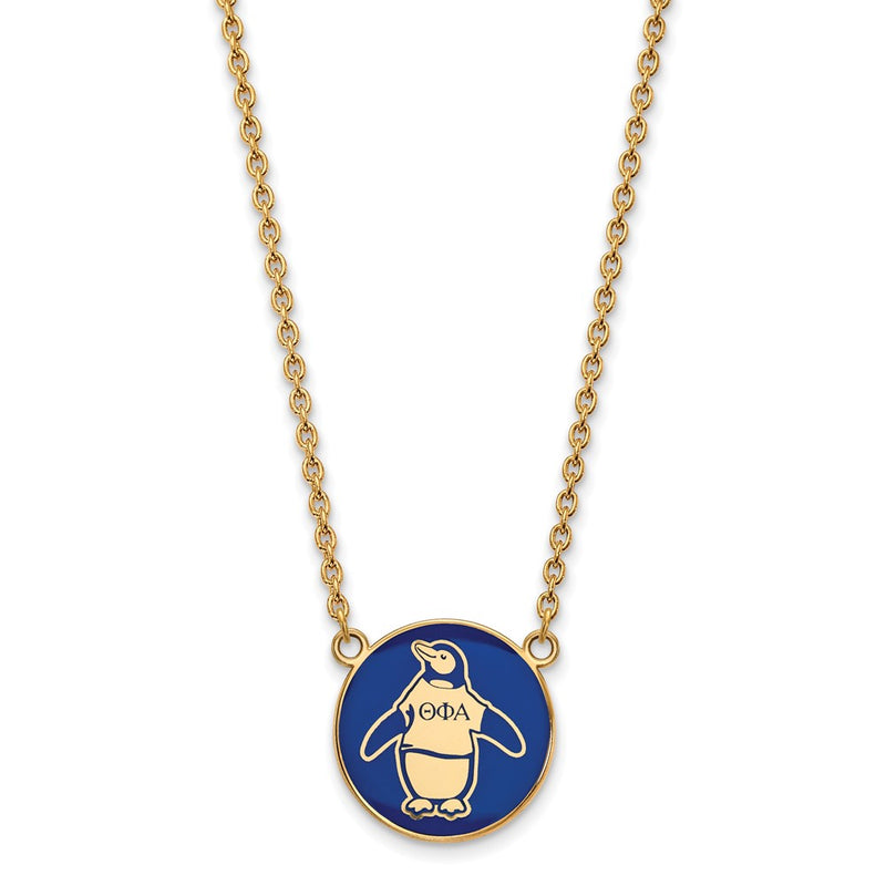 Gold Plated Sterling Silver Logoart Theta Phi Alpha Sorority Symbol Large Color Enamel Pendant 18 Inch Necklace