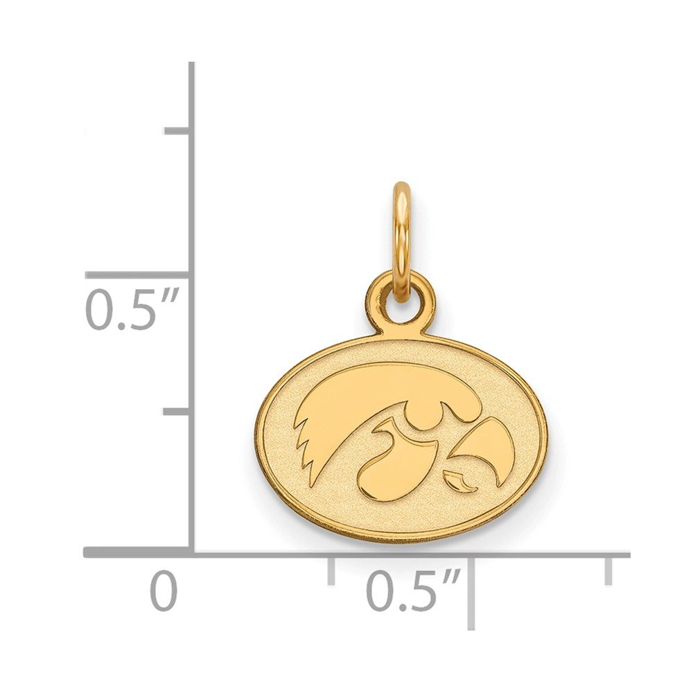 14K Yellow Gold Logoart University Of Iowa Hawk Extra Small Oval Pendant