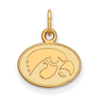14K Yellow Gold Logoart University Of Iowa Hawk Extra Small Oval Pendant