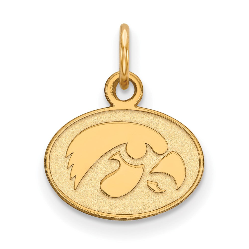 Gold Plated Sterling Silver Logoart University Of Iowa Hawk Extra Small Oval Pendant