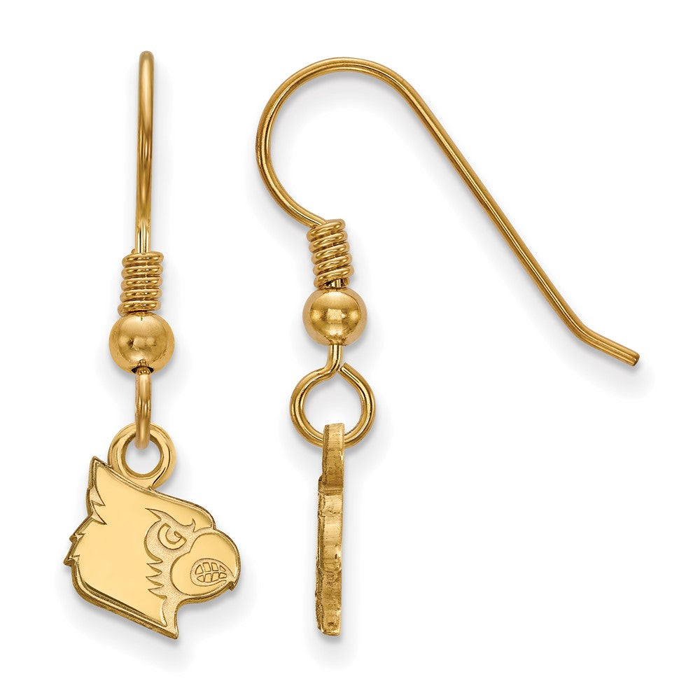 Gold Plated Sterling Silver Logoart University Of Louisville Cardinal Extra Small Dangle Wire Earrings