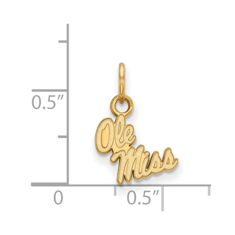 14K Yellow Gold Logoart University Of Mississippi Ole Miss Extra Small Pendant