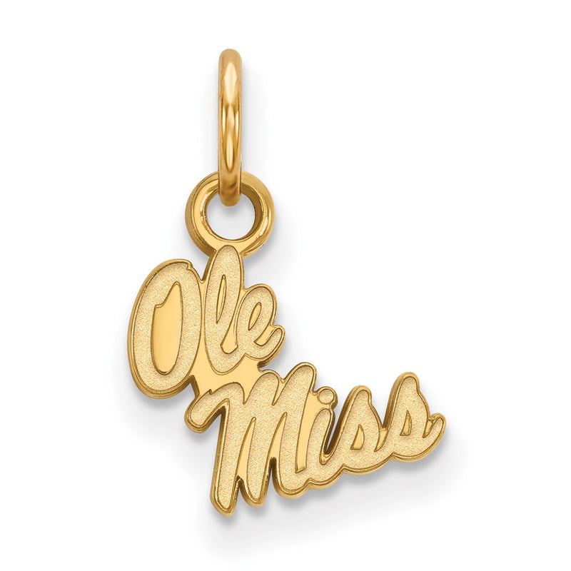 Gold Plated Sterling Silver Logoart University Of Mississippi Ole Miss Extra Small Pendant